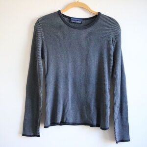 Grey Ribbed Fitted Sweater